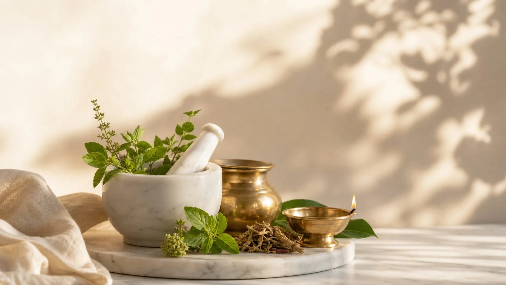 Natural spa essentials, bamboo and towels